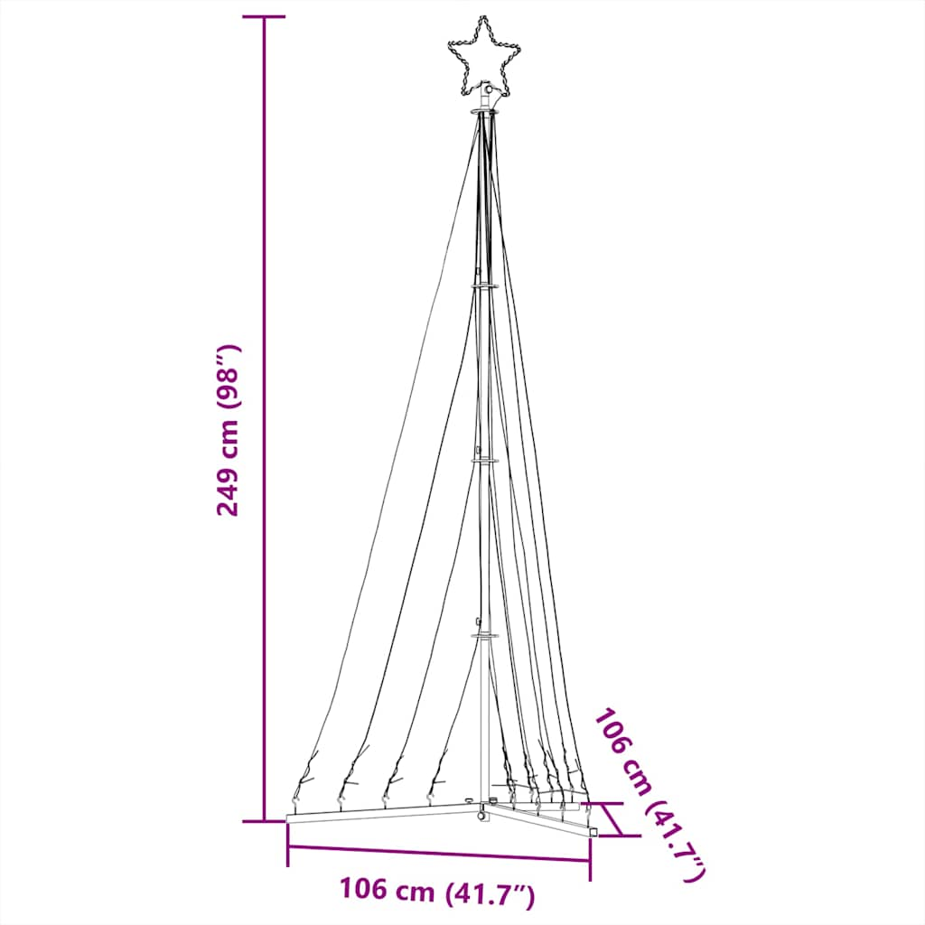 Kerstboomverlichting 447 blauwe LED's 250 cm