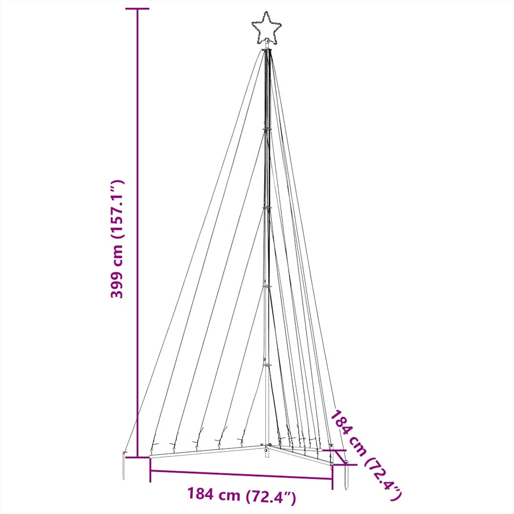 Kerstboomverlichting 570 blauwe LED's 400 cm