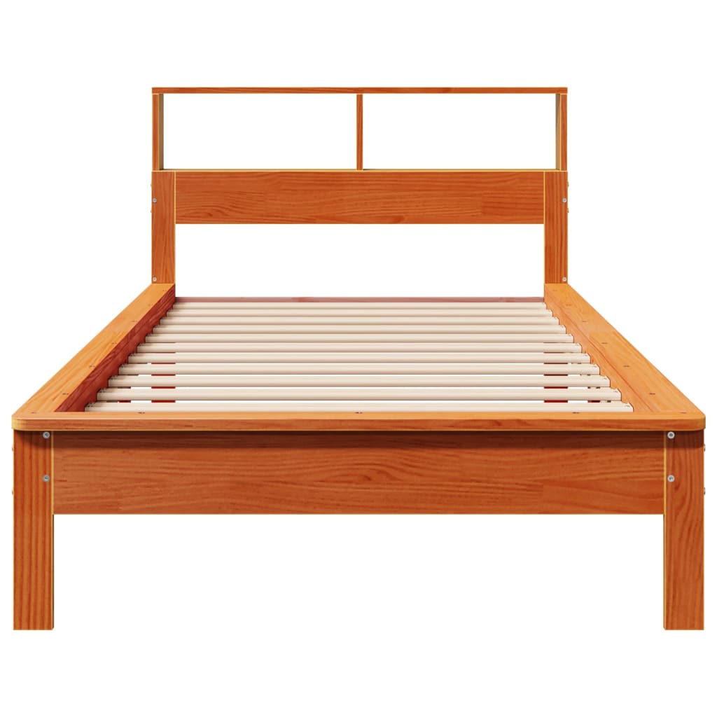 bed met boekenkast zonder matras grenenhout wasbruin 90x200 cm