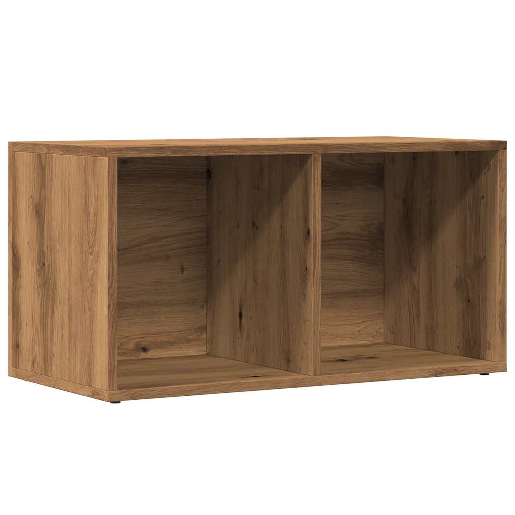 LP Opbergbox 69,5x34x36 cm bewerkt hout artisanaal eikenkleurig