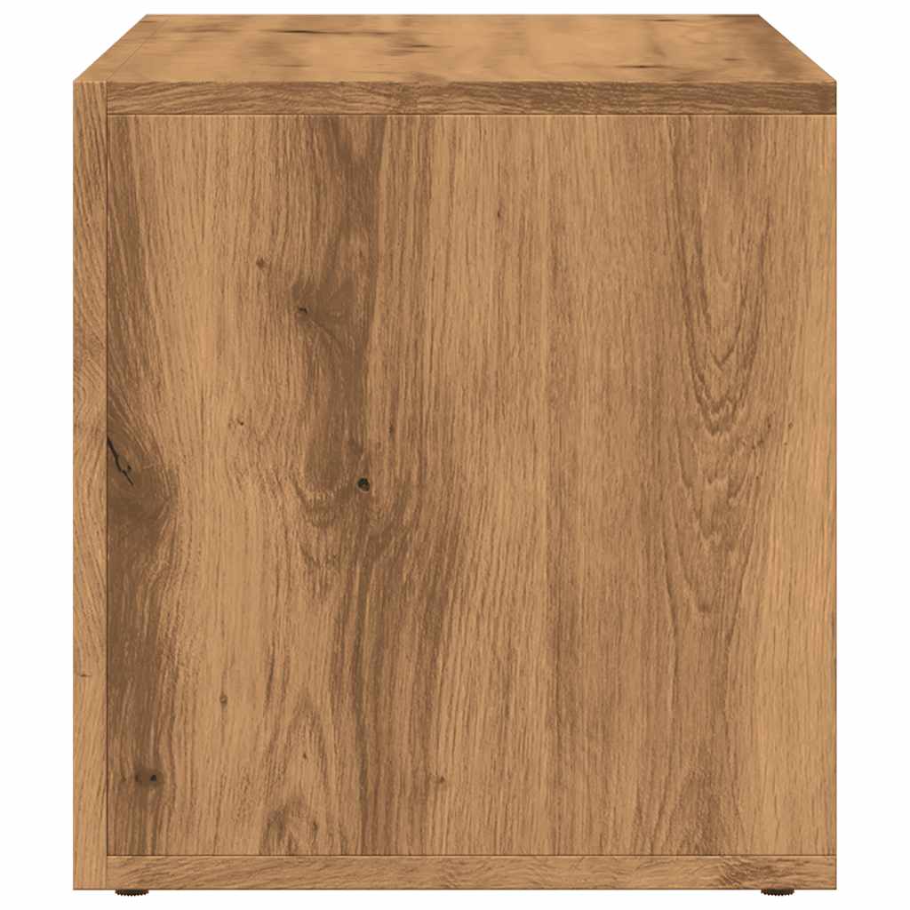 LP Opbergbox 69,5x34x36 cm bewerkt hout artisanaal eikenkleurig