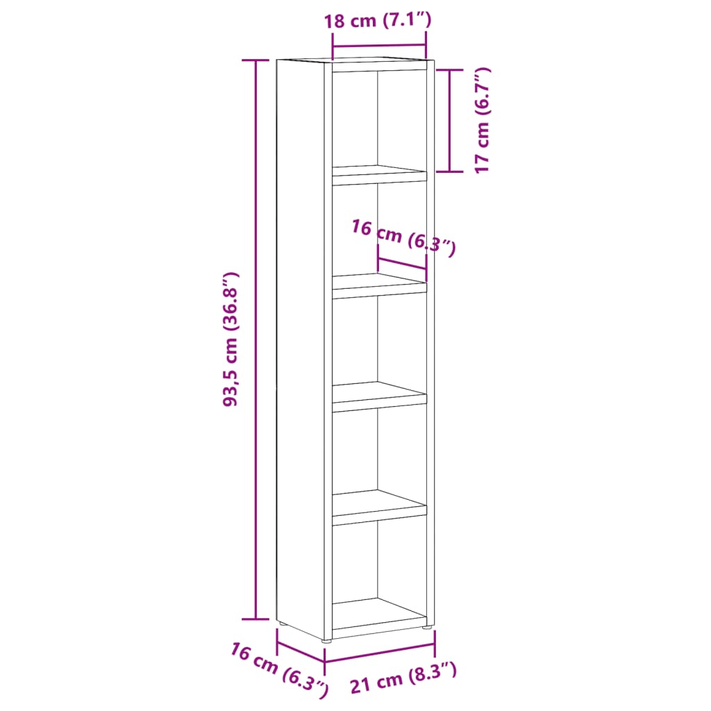 Cd-kasten 2 st 21x16x93,5 bewerkt hout oud houtkleurig