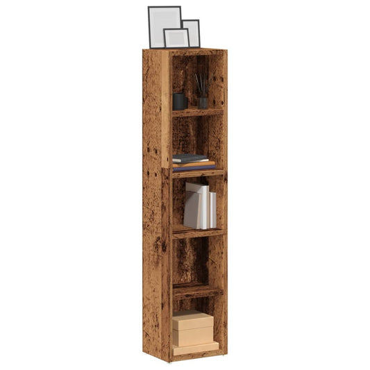 Cd-kasten 2 st 21x16x93,5 bewerkt hout oud houtkleurig