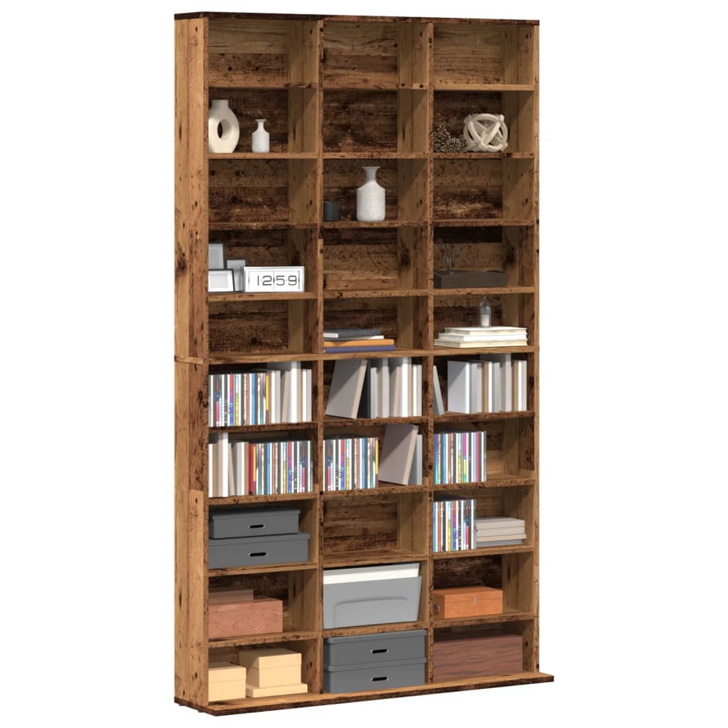 Cd-kast 102x23x177,5 cm bewerkt hout oud houtkleurig