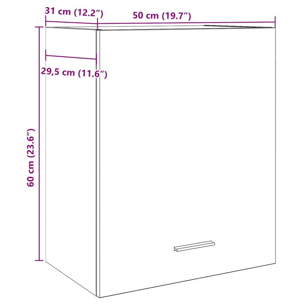 Hangkasten 2 st 50x31x60 cm bewerkt hout betongrijs