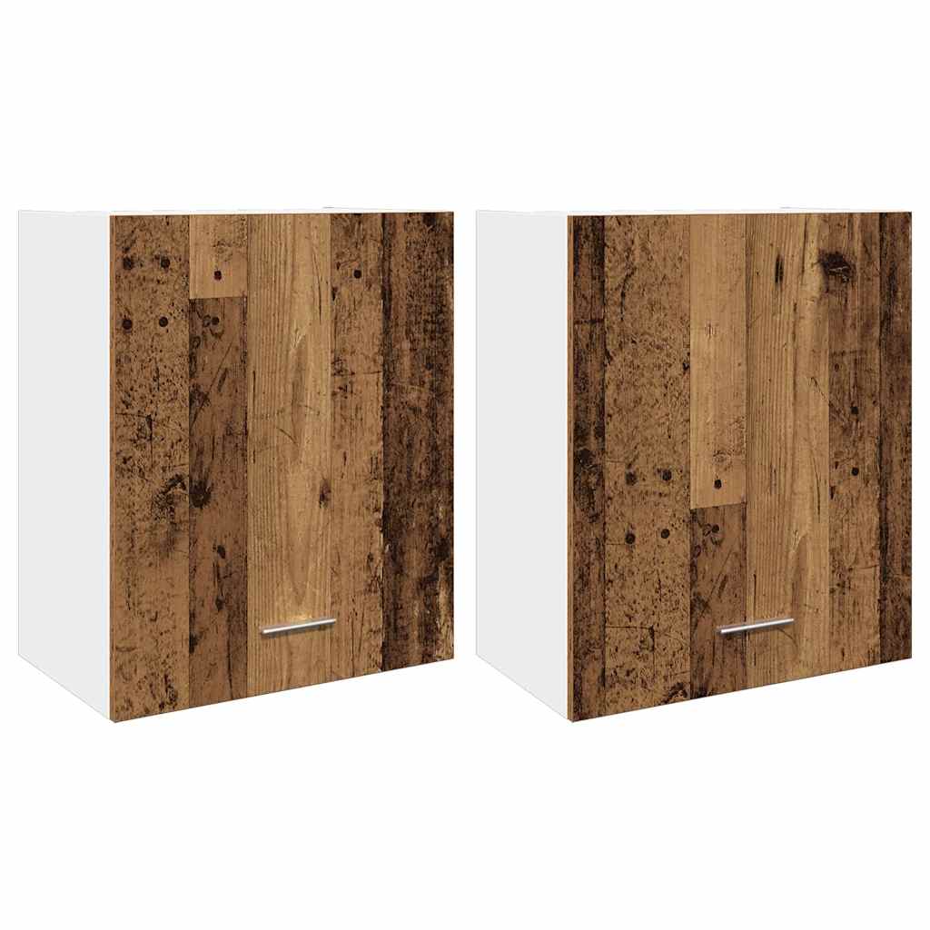 Hangkasten 2 st 50x31x60 cm bewerkt hout oud houtkleurig