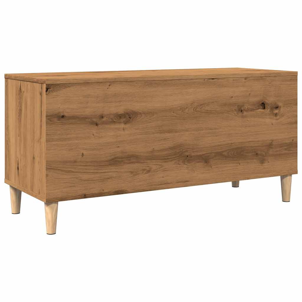 Platenkast 100x38x48 cm bewerkt hout artisanaal eikenkleur