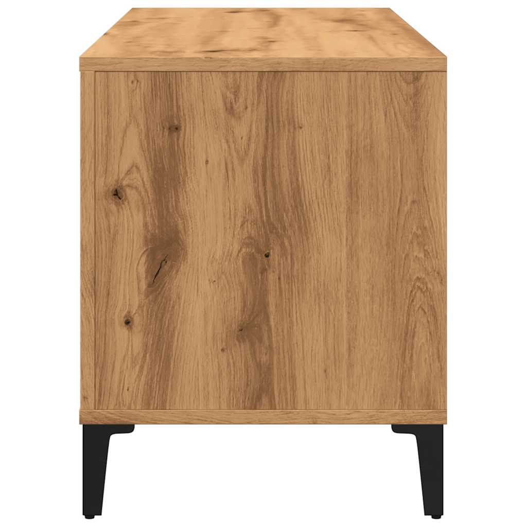 Platenkast 100x38x48 cm bewerkt hout artisanaal eikenkleur