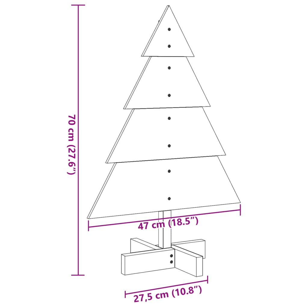 Kerstdecoratie kerstboom 70 cm massief hout