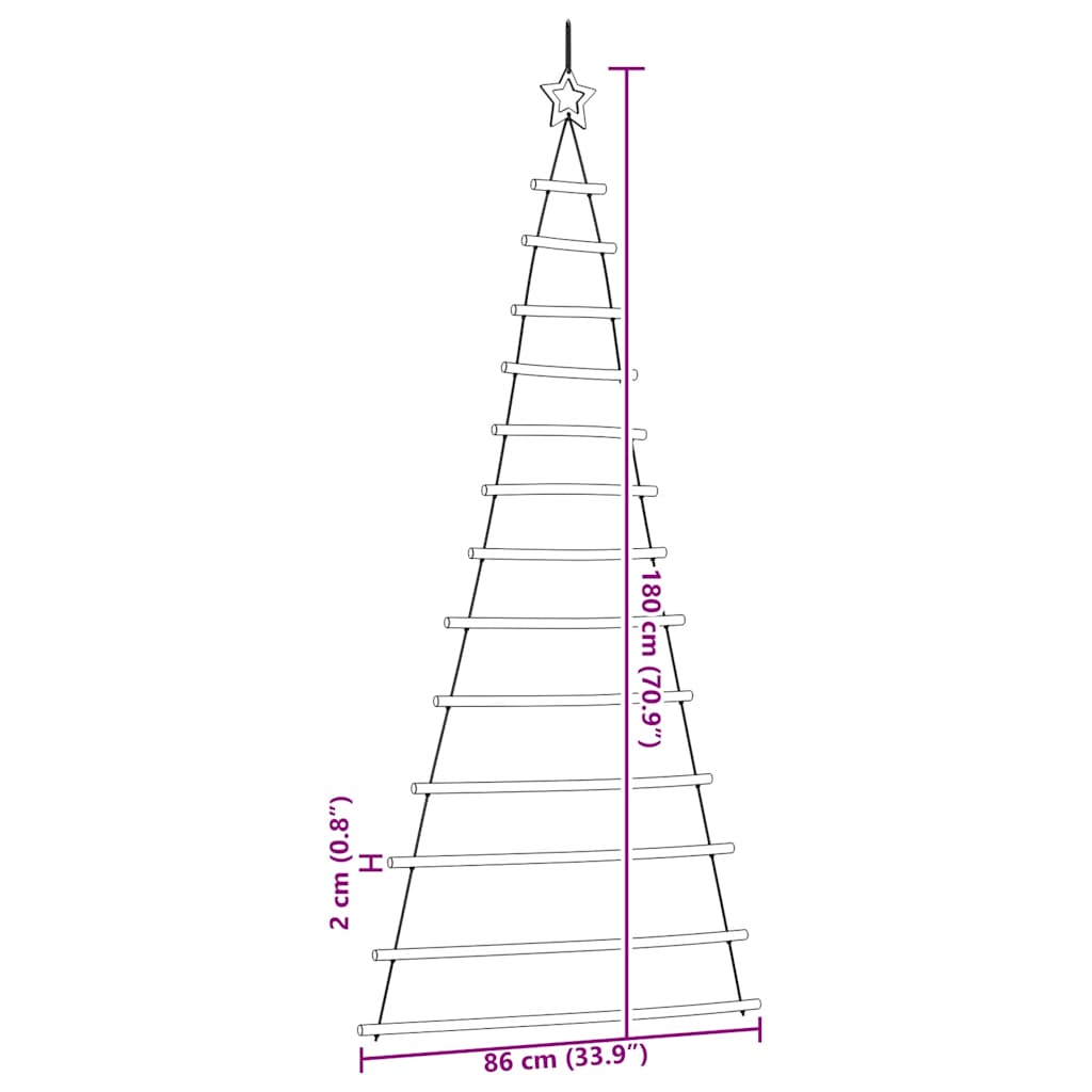 Hangende kerstboom met topster 86x180 cm naturel tak