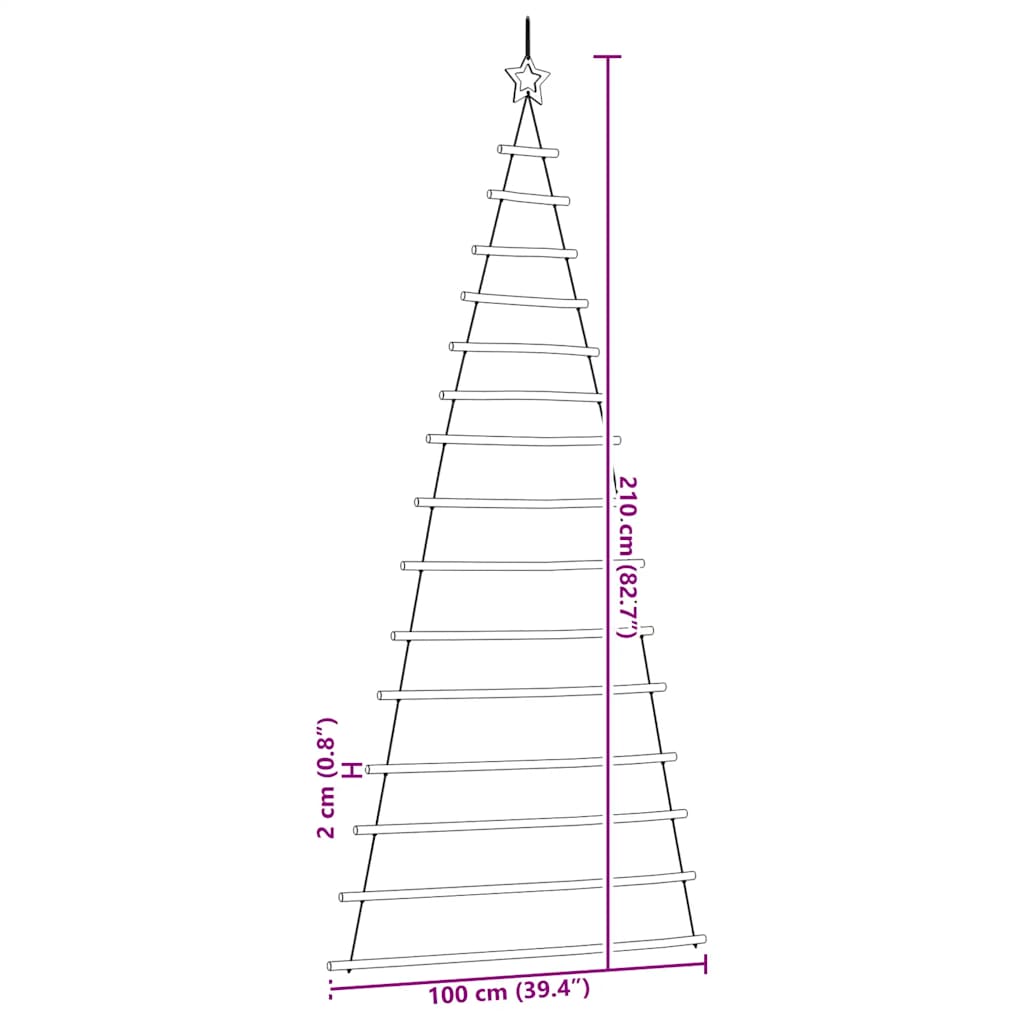 Hangende kerstboom met topster 100x210 cm naturel tak