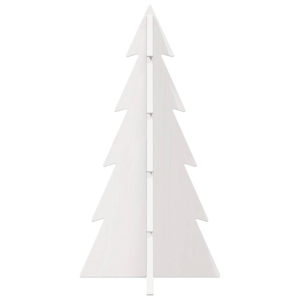 Kerstdecoratie kerstboom 59,5 cm massief grenenhout wit