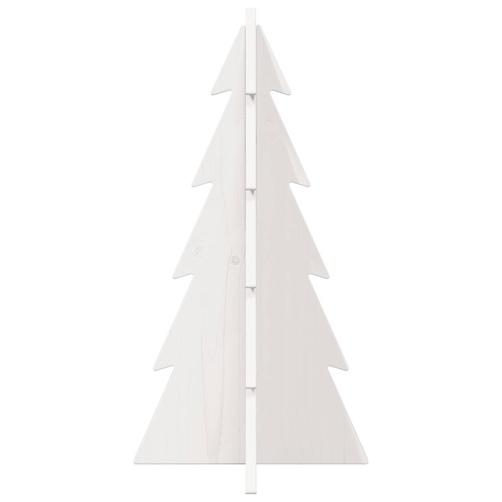 Kerstdecoratie kerstboom 59,5 cm massief grenenhout wit