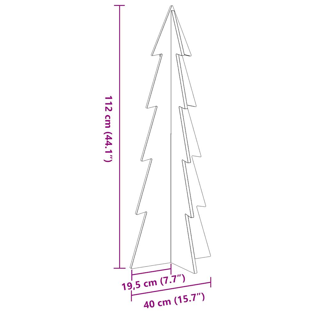 Kerstdecoratie kerstboom 112 cm massief grenenhout wit