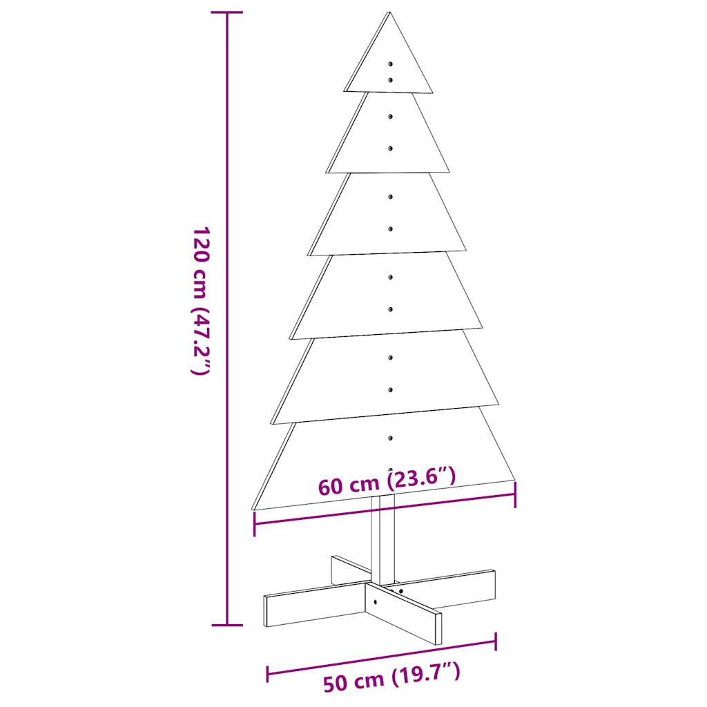 Kerstdecoratie kerstboom 120 cm massief grenenhout wit