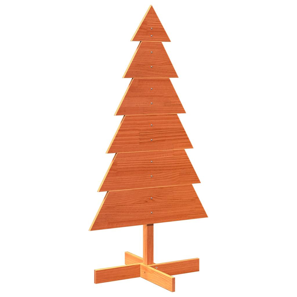 Kerstdecoratie kerstboom 120 cm massief grenenhout wasbruin