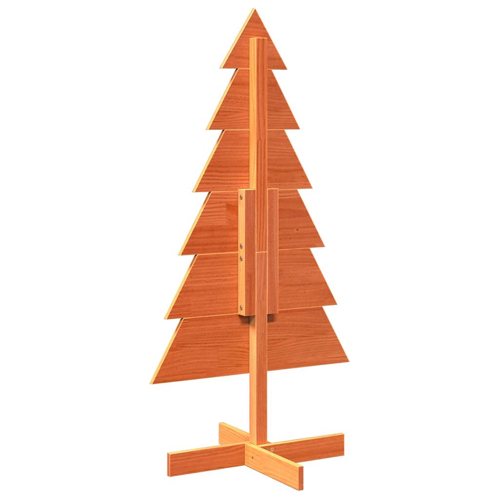 Kerstdecoratie kerstboom 120 cm massief grenenhout wasbruin