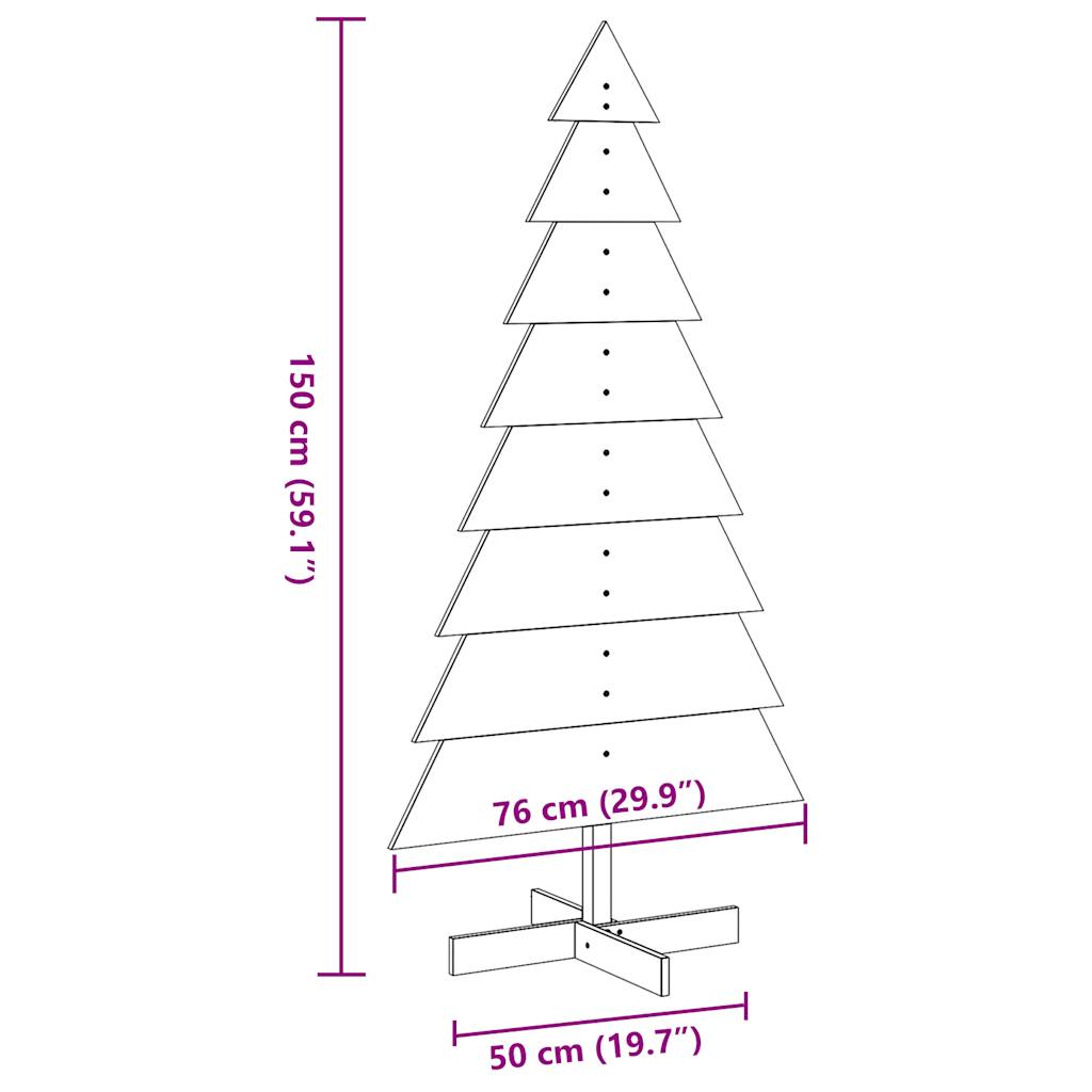 Kerstdecoratie kerstboom 150 cm massief grenenhout wasbruin