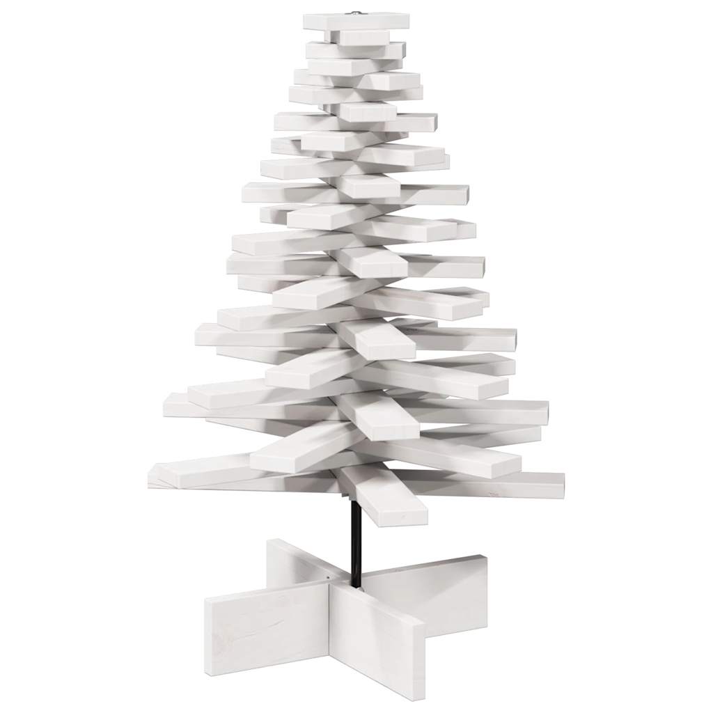 Kerstdecoratie kerstboom 80 cm massief grenenhout wit