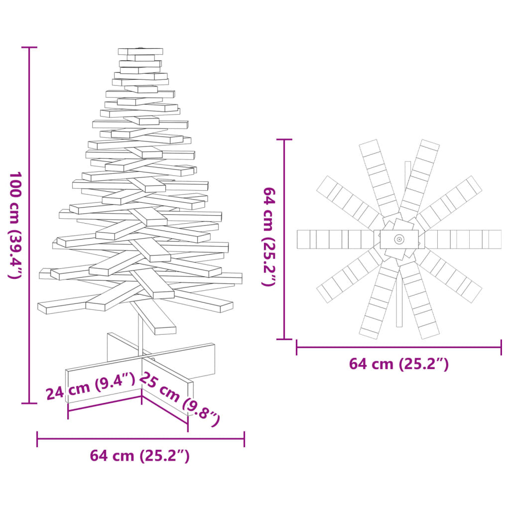 Kerstdecoratie kerstboom 100 cm massief grenenhout