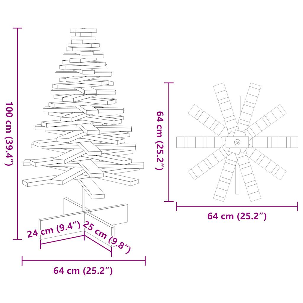 Kerstdecoratie kerstboom 100 cm massief grenenhout wasbruin