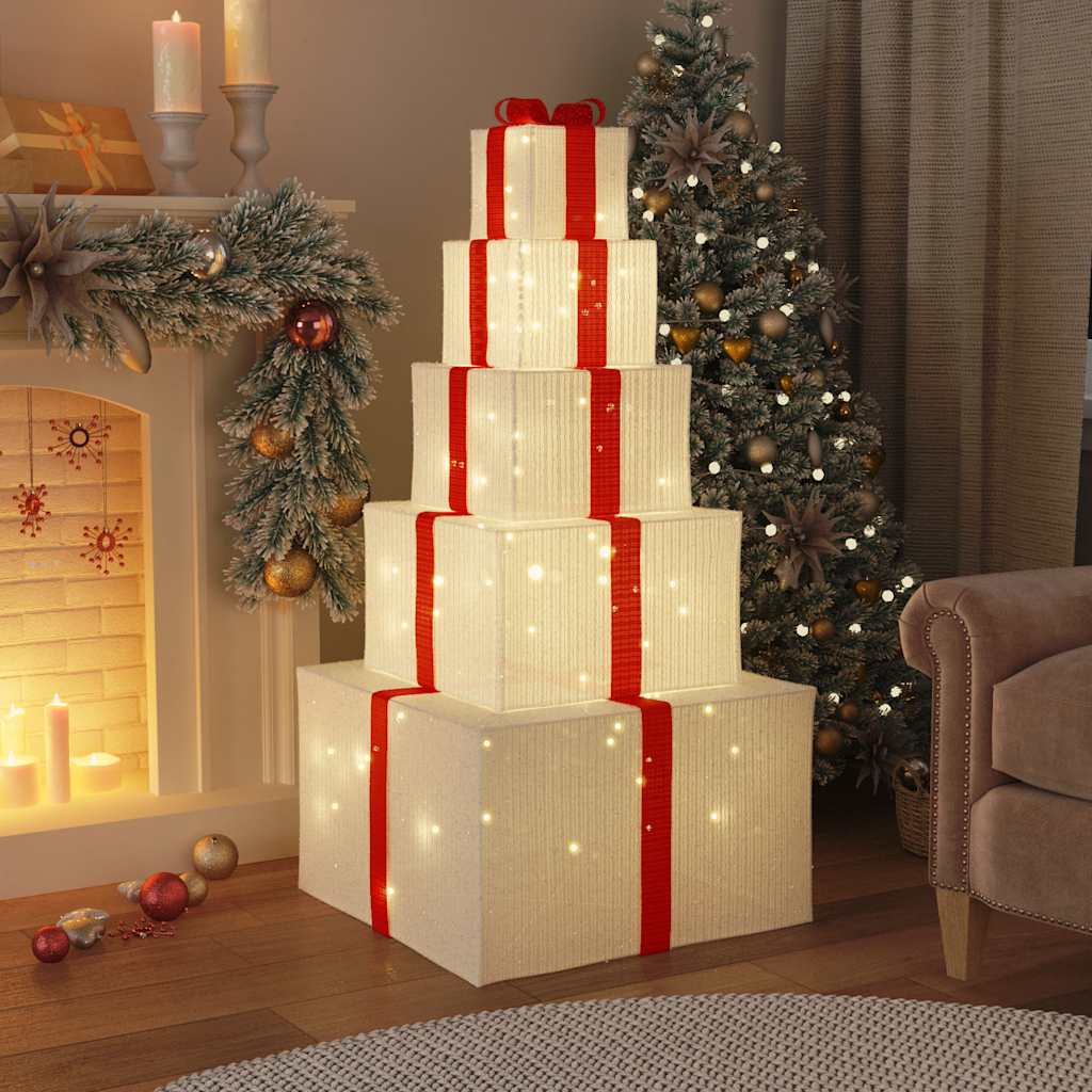 Kerstdecoratie geschenkdoos 250 LED's warm wit