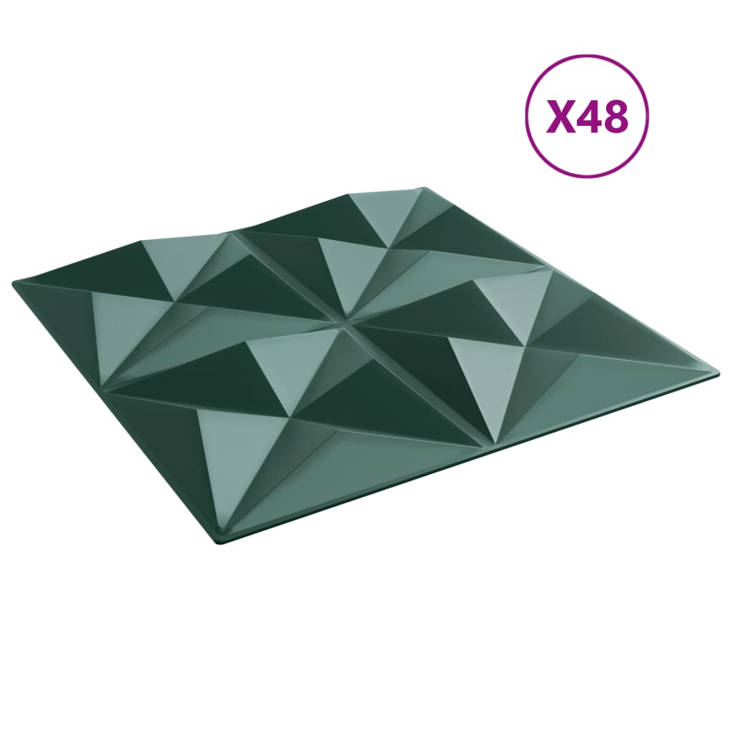 48 st Wandpanelen origami 12 m² 50x50 cm XPS groen