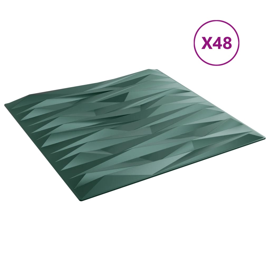 48 st Wandpanelen steen 12 m² 50x50 cm XPS groen