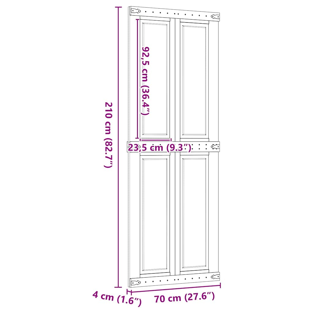 Schuifdeur CORONA 70x210 cm massief grenenhout