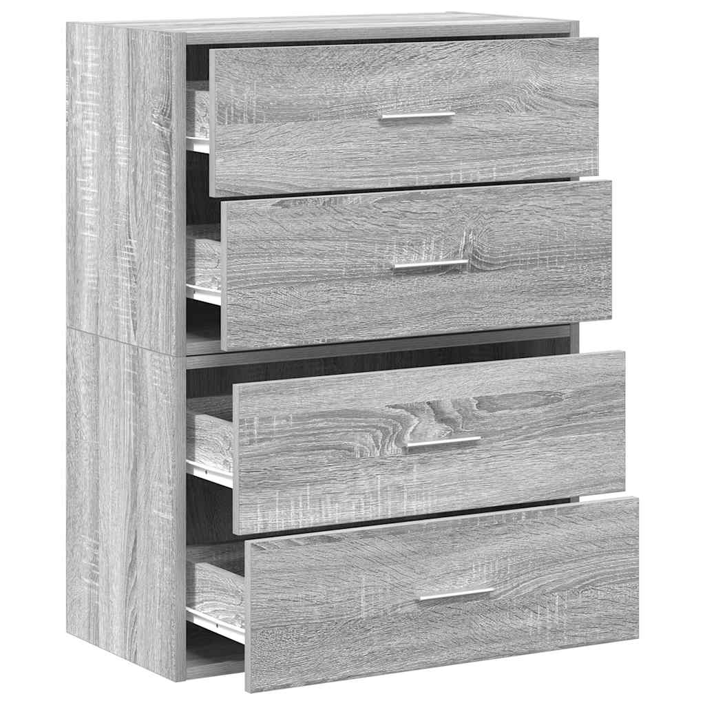 Kasten met 2 lades 2 st 60x31x40 cm bewerkt hout grijs sonoma