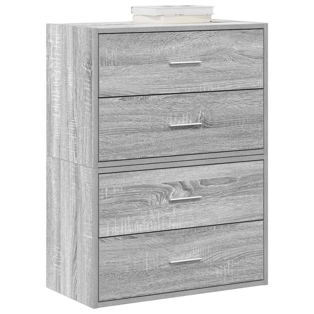 Kasten met 2 lades 2 st 60x31x40 cm bewerkt hout grijs sonoma