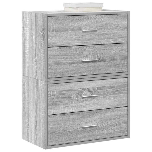 Kasten met 2 lades 2 st 60x31x40 cm bewerkt hout grijs sonoma