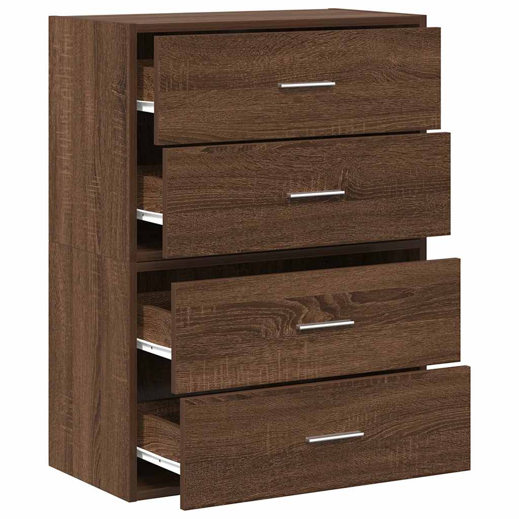 Kasten met 2 lades 2 st 60x31x40 cm bewerkt hout bruin eiken