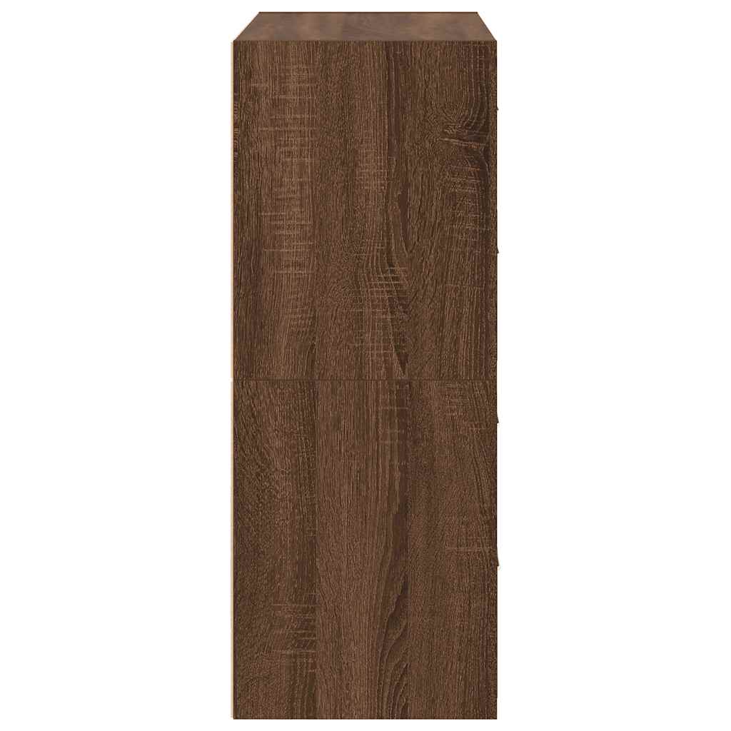 Kasten met 2 lades 2 st 60x31x40 cm bewerkt hout bruin eiken