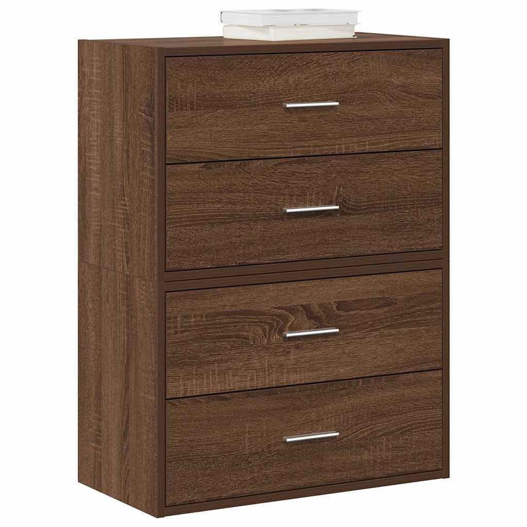 Kasten met 2 lades 2 st 60x31x40 cm bewerkt hout bruin eiken