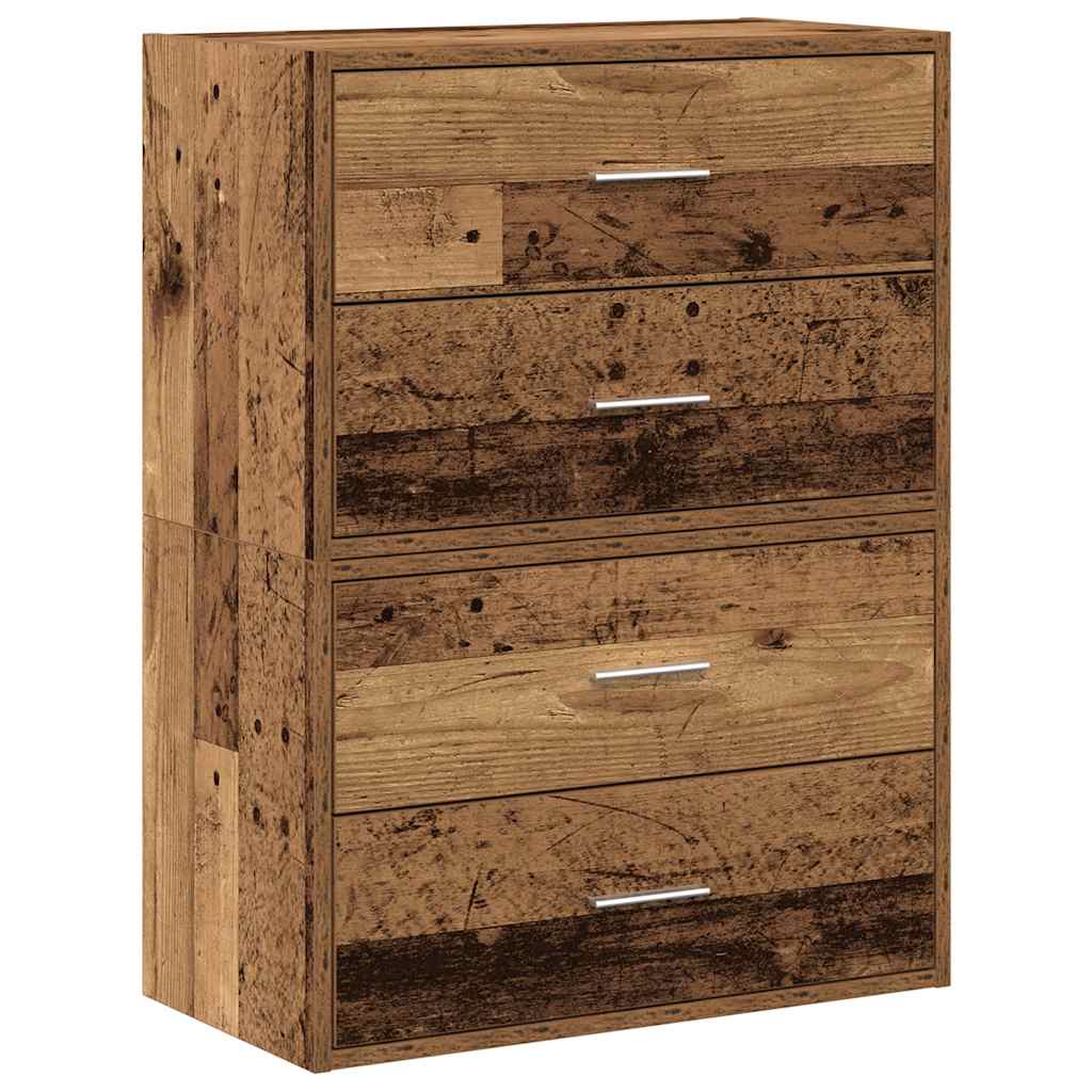 Kasten met 2 lades 2 st 60x31x40cm bewerkt hout oud houtkleurig