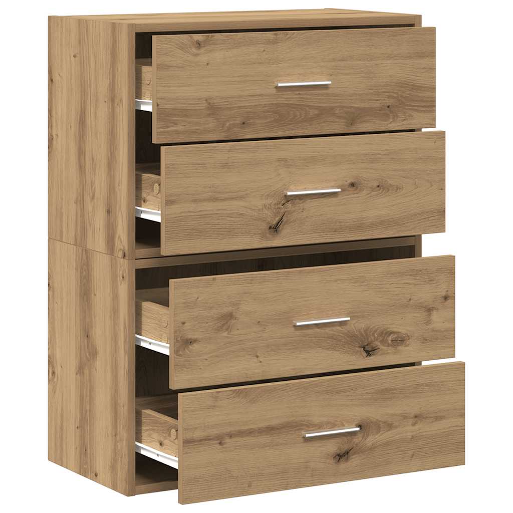 Kasten met 2 lades 2st 60x31x40cm bewerkt hout artisanaal eiken