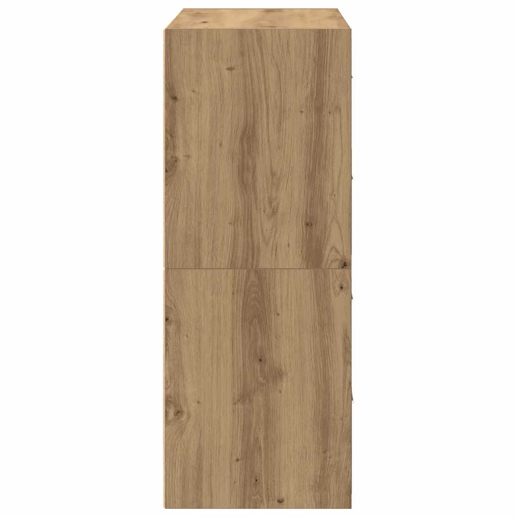 Kasten met 2 lades 2st 60x31x40cm bewerkt hout artisanaal eiken