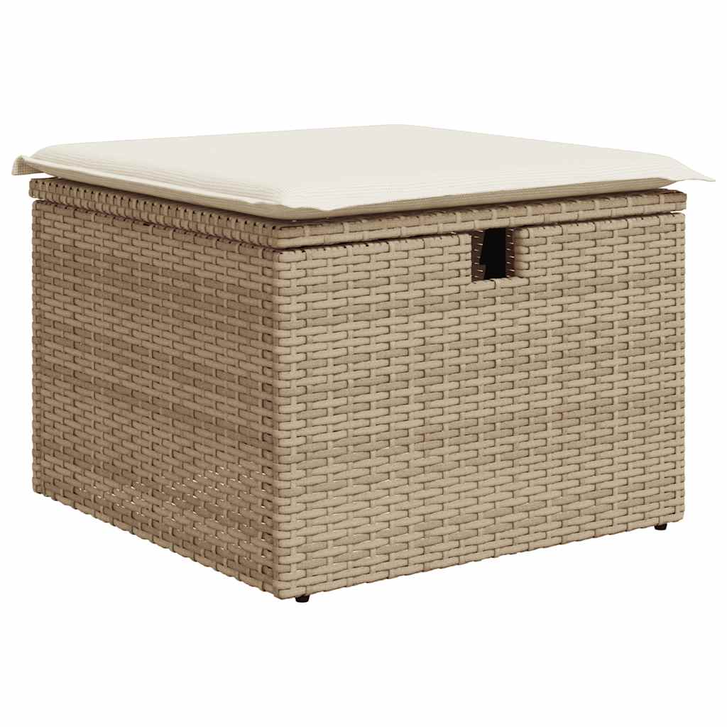 10-delige Loungeset met kussens poly rattan beige