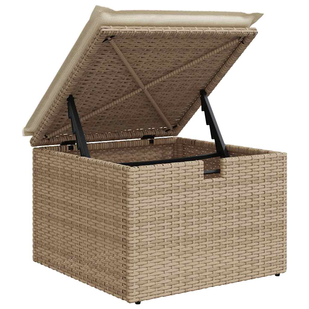 10-delige Loungeset met kussens poly rattan beige