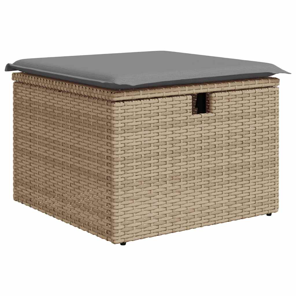 10-delige Loungeset met kussens poly rattan beige