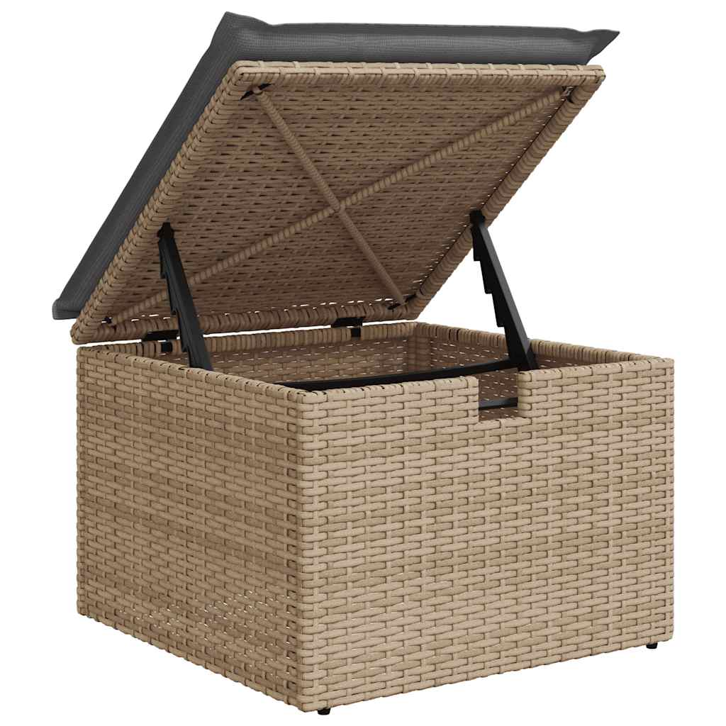 10-delige Loungeset met kussens poly rattan beige