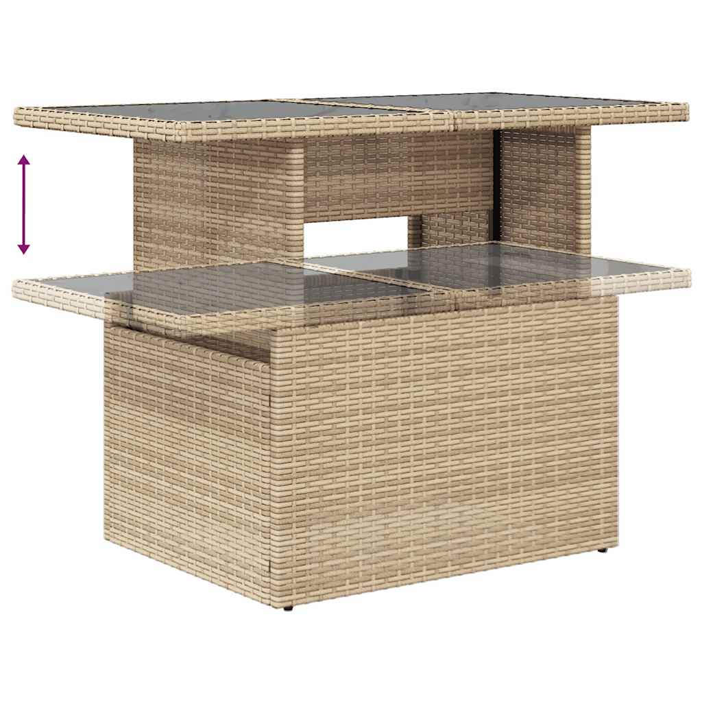 10-delige Loungeset met kussens poly rattan beige