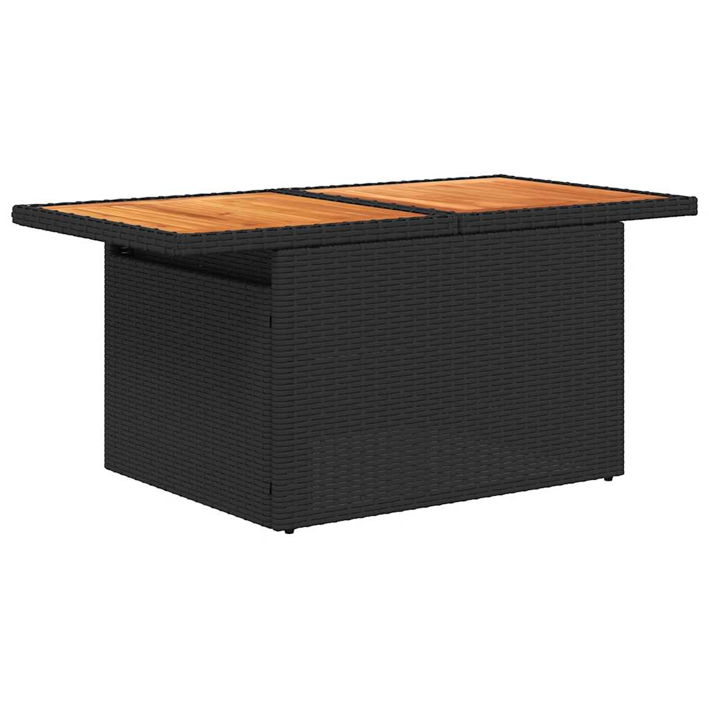 10-delige Loungeset met kussens poly rattan acacia zwart