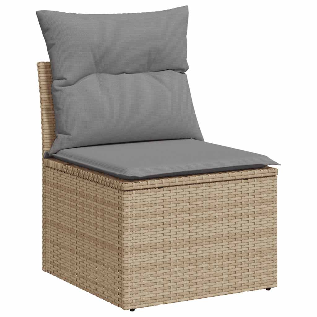 10-delige Loungeset met kussens poly rattan acacia beige