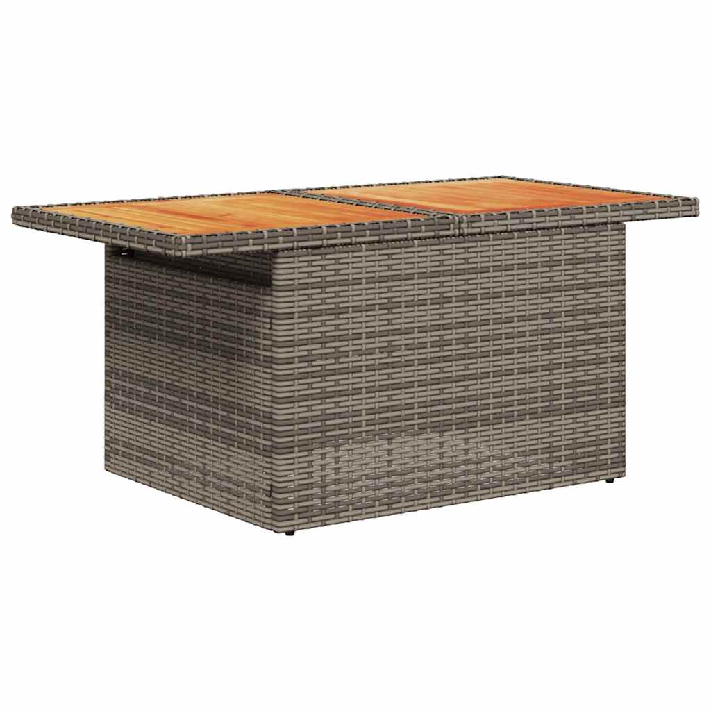 10-delige Loungeset met kussens poly rattan acacia grijs