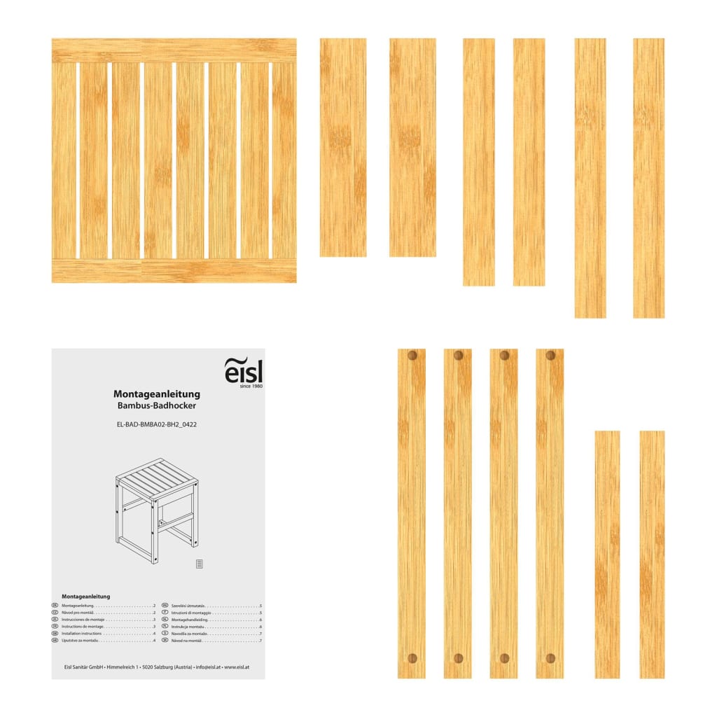 EISL Badkamerkruk 35x35x45 cm bamboe